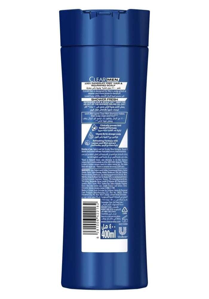 Clear Men Anti-Dandruff Shampoo - Shower Fresh 400ml - Image 2